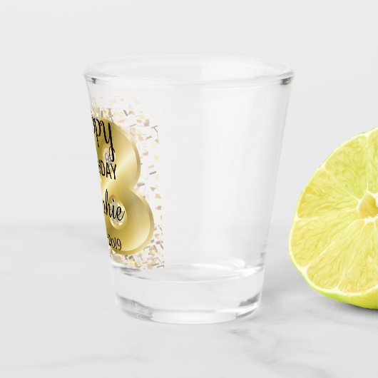 Speciaal goudblauw 18e verjaardag shot glas (Rechts)