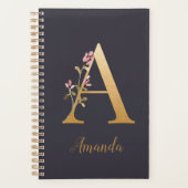 Speciaal goudblauw elegant monogram A Planner (Voorkant)