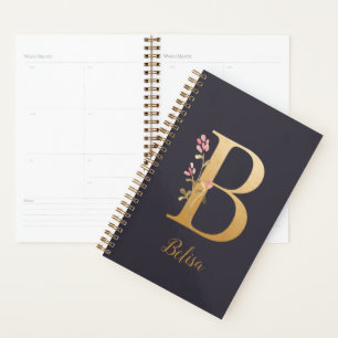 Speciaal goudblauw elegant monogram B Planner