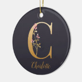 Speciaal goudblauw elegant monogram C Keramisch Ornament (Links)