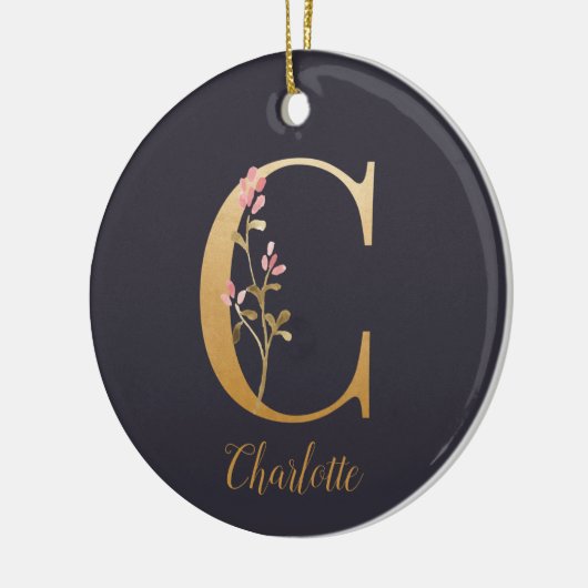 Speciaal goudblauw elegant monogram C Keramisch Ornament (Links)