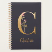 Speciaal goudblauw elegant monogram C Planner (Voorkant)