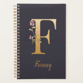 Speciaal goudblauw elegant monogram F Planner (Voorkant)