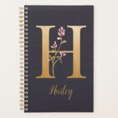 Speciaal goudblauw elegant monogram H Planner (Voorkant)