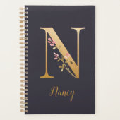 Speciaal goudblauw elegant monogram N Planner (Voorkant)