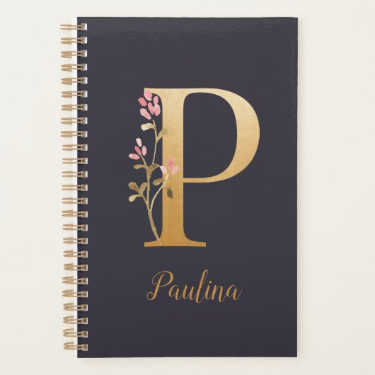 Speciaal goudblauw elegant monogram P Planner (Voorkant)