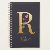 Speciaal goudblauw elegant monogram R Planner (Voorkant)
