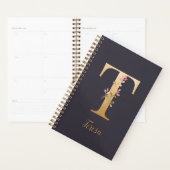 Speciaal goudblauw elegant monogram T Planner (Display)