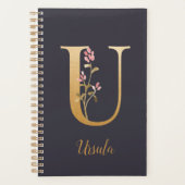 Speciaal goudblauw elegant monogram U Planner (Voorkant)