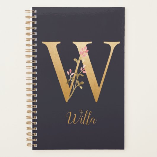 Speciaal goudblauw elegant monogram W Planner (Voorkant)