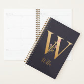 Speciaal goudblauw elegant monogram W Planner (Display)