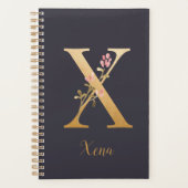 Speciaal goudblauw elegant monogram X Planner (Voorkant)