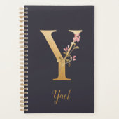 Speciaal goudblauw elegant monogram Y Planner (Voorkant)