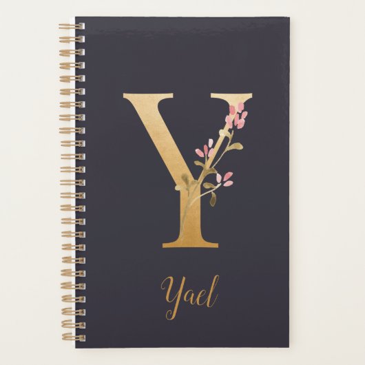 Speciaal goudblauw elegant monogram Y Planner (Voorkant)