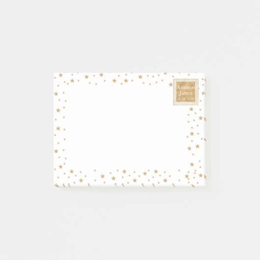 Speciaal goudster glitter Sparkle White Cute Post-it® Notes (Voorkant)