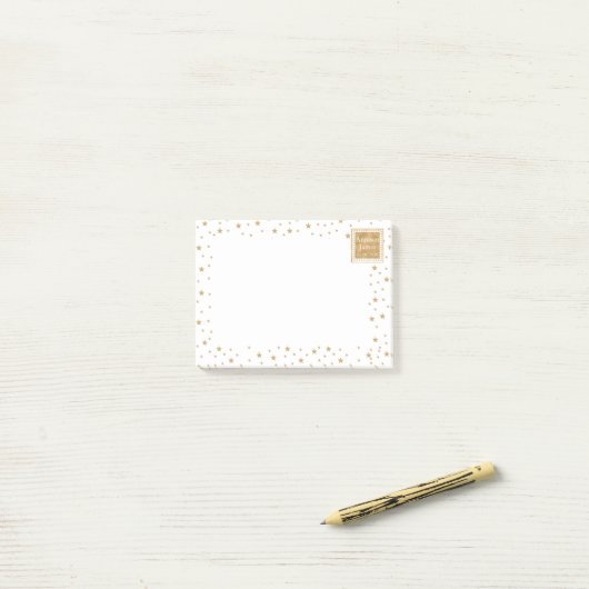 Speciaal goudster glitter Sparkle White Cute Post-it® Notes (Op bureau)
