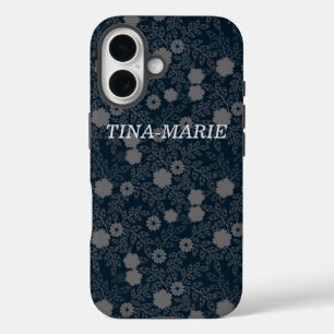 Speciaal grafisch zwart/grijs bloemontwerp iPhone 16 hoesje