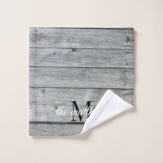 Speciaal grijs land Robuuste monogram Bad Handdoek (Wasdoekje)