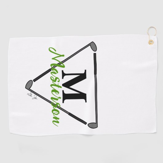 Speciaal groen monogram/unieke Golfclusters Golfhanddoek (Horizontaal)