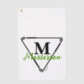 Speciaal groen monogram/unieke Golfclusters Golfhanddoek (Voorkant)