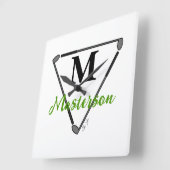 Speciaal groen monogram/unieke Golfclusters Vierkante Klok (Hoek)
