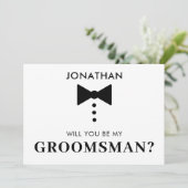Speciaal Groomsman-voorstel Modern Tuxedo Kaart (Staand voorkant)