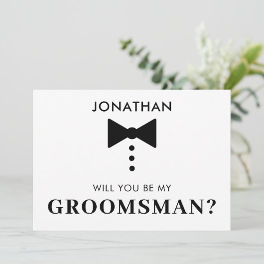 Speciaal Groomsman-voorstel Modern Tuxedo Kaart (Staand voorkant)