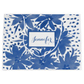 Speciaal groot Floral Design Blue Gift Bag Cadeauzakje (Voorkant)