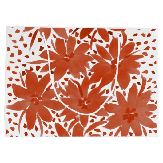 Speciaal groot Floral ontwerp in Rust Gift Bag Groot Cadeauzakje (Achterkant)