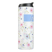 Speciaal grootmoeder mooi Floral roze blauw Thermosbeker (Gedraaid links)