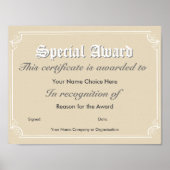 Speciaal gunningscertificaat poster (Voorkant)