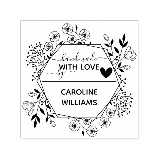 Speciaal "Handgemaakt met liefde door" Botanisch Zelfinktende Stempel (Design)