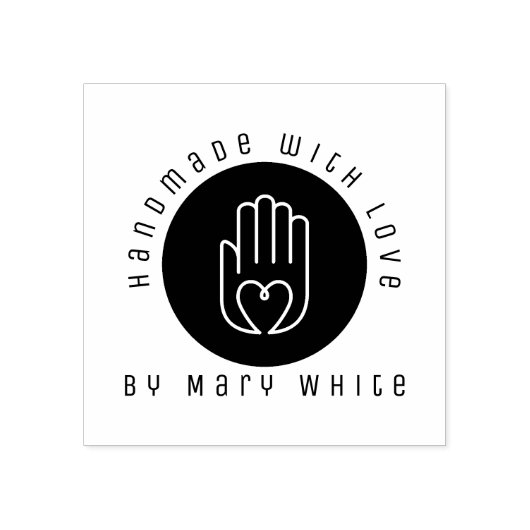 Speciaal handgemaakt met liefdesharthand rond rubberstempel (Afrduk)