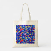 Speciaal, helder gekleurd visontwerp tote bag (Achterkant)