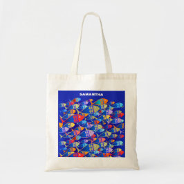Speciaal, helder gekleurd visontwerp tote bag