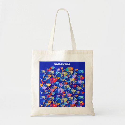 Speciaal, helder gekleurd visontwerp tote bag (Voorkant)