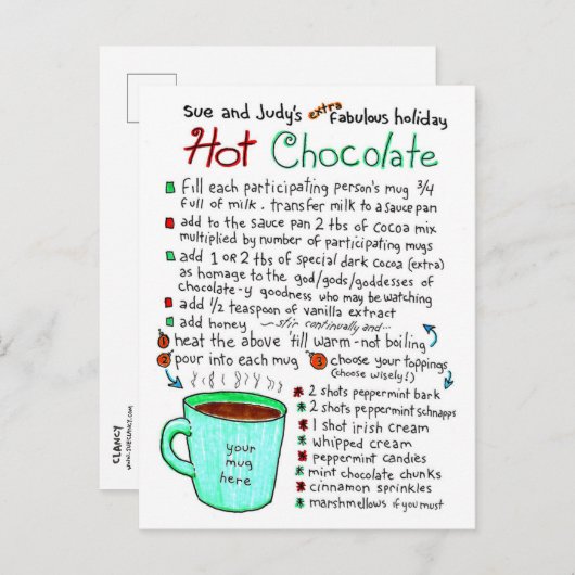 Speciaal holiday Hot Chocolate Recipe Briefkaart (Voorkant / Achterkant)