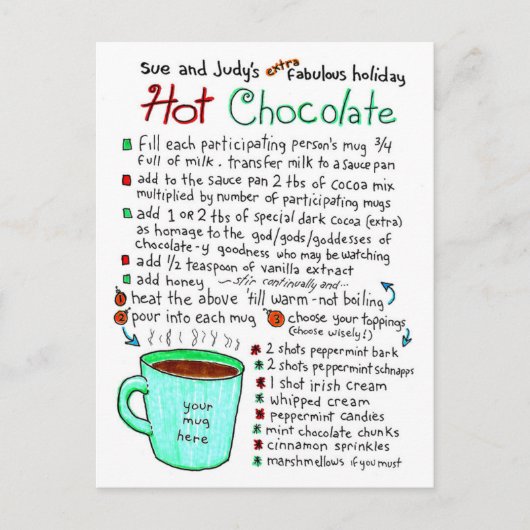 Speciaal holiday Hot Chocolate Recipe Briefkaart (Voorkant)
