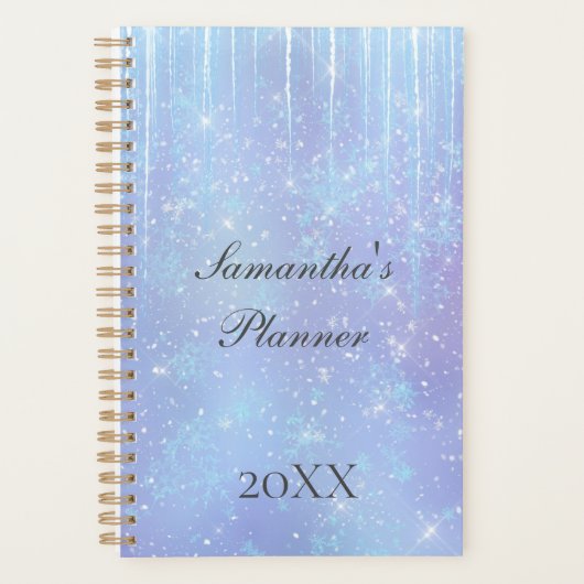 Speciaal Icicle Snowflake Crystal Blue Paars Planner (Voorkant)