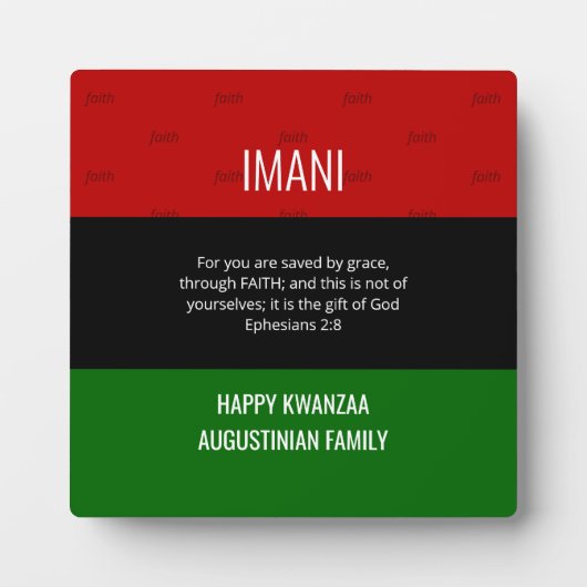 Speciaal IMANI Happy Kwanzaa plaque Fotoplaat (Voorkant)