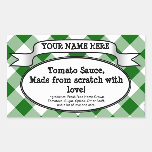 Speciaal inbliksetiket, Groen Gingham Jam Rechthoekige Sticker (Voorkant)