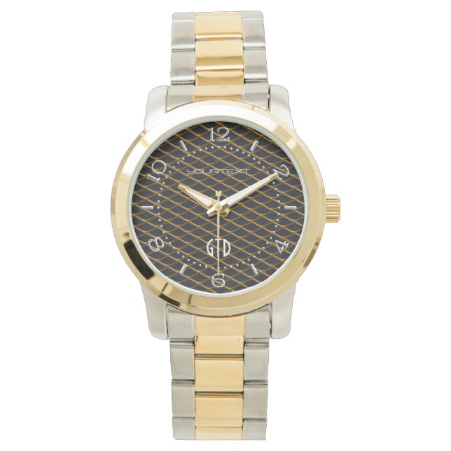 Speciaal industrieel staal Mesh Golden Pearl Horloge (Voorkant)