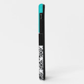 Speciaal Initiaal Aqua Blauwgroen Black Damask Case-Mate iPhone Case (Achterkant/links)