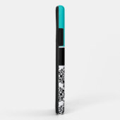 Speciaal Initiaal Aqua Blauwgroen Black Damask Case-Mate iPhone Case (Achterkant/rechts)