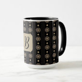 Speciaal Initiaal Gold Medallions Striped Mok (Voorkant rechts)