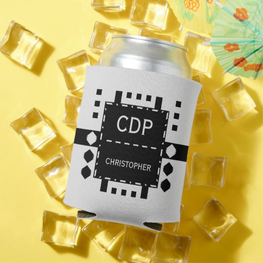 Speciaal initiaal naam diamantvorm zwart blikjeskoeler (Insitu Zomer)