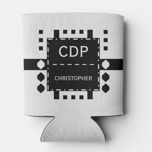 Speciaal initiaal naam diamantvorm zwart blikjeskoeler (Achterkant)