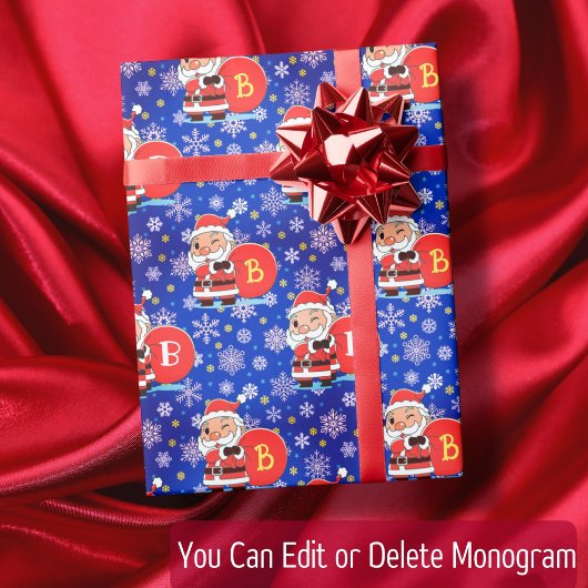 Speciaal Initiaal van het Monogram op Santa Claus Cadeaupapier