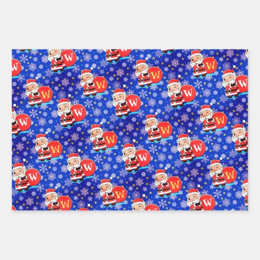 Speciaal Initiaal van het Monogram op Santa Claus Inpakpapier Vel (Voorkant 2)