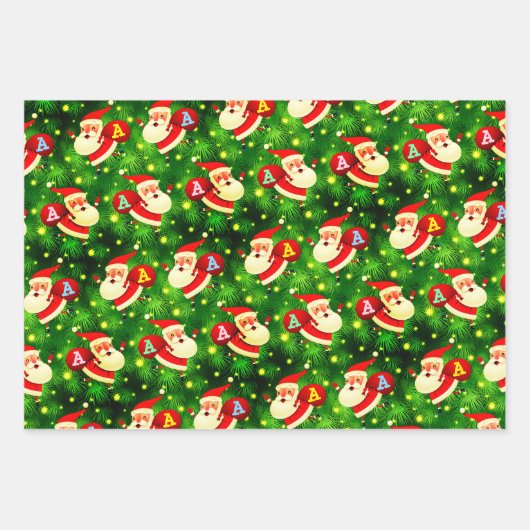 Speciaal Initiaal van het Monogram op Santa Claus  Inpakpapier Vel (Voorkant)